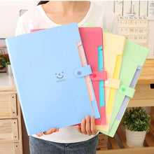 Load image into Gallery viewer, 10 Color A4 Kawaii Carpetas Smile Waterproof Carpeta File Folder 5 Layers Archivadores Anillas Document Bag Office Stationery