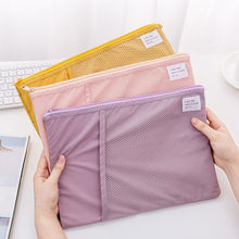 Load image into Gallery viewer, A4 Grid Document Bag Multi-function Fabric File Folder Holder Storage for Paper Bill Stationery Package Pouch School Office