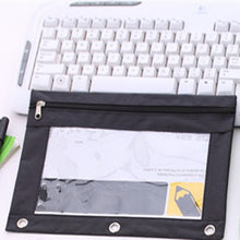 Load image into Gallery viewer, 1Pc Zippered Binder Pencil Bag Pouch with Ring Rivet 3 Holes School Office Supplies Stationary Holder Storage File Folder