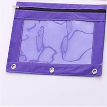 Load image into Gallery viewer, 1Pc Zippered Binder Pencil Bag Pouch with Ring Rivet 3 Holes School Office Supplies Stationary Holder Storage File Folder