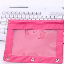 Load image into Gallery viewer, 1Pc Zippered Binder Pencil Bag Pouch with Ring Rivet 3 Holes School Office Supplies Stationary Holder Storage File Folder